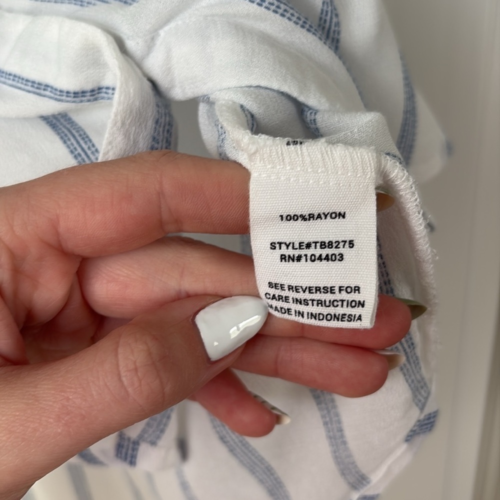 Mine Blue and White Lightweight Striped Beach Shirt - Picture 5 of 6